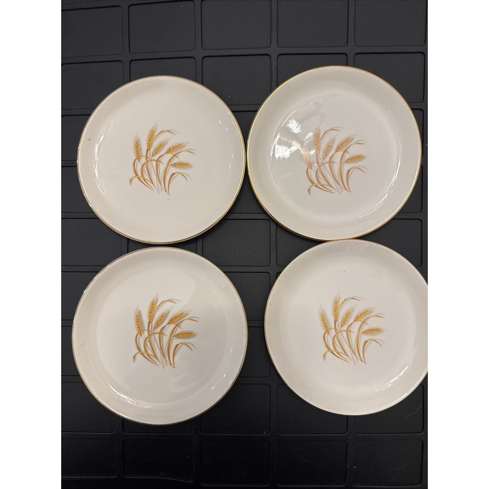 Vintage Golden Wheat dinnerware  22 K Gold Small Plate 6" Saucer Oven Proof USA